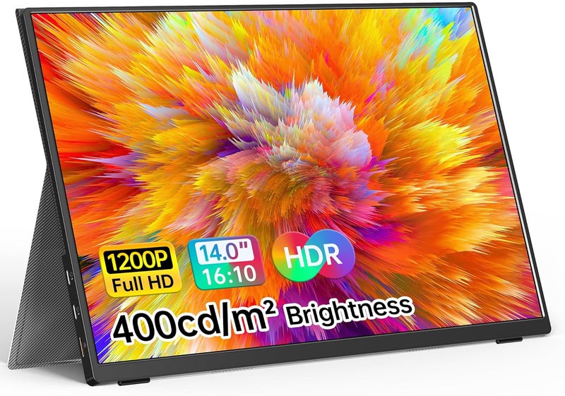VILVA Portable Monitor 14 inch FHD 1920 * 1200P USB C HDMI Ultra-Slim IPS Travel Display w/Smart Cover & Speakers, HDR Plug&Play, External Monitor for Laptop PC, Phone,Mac - Image 1